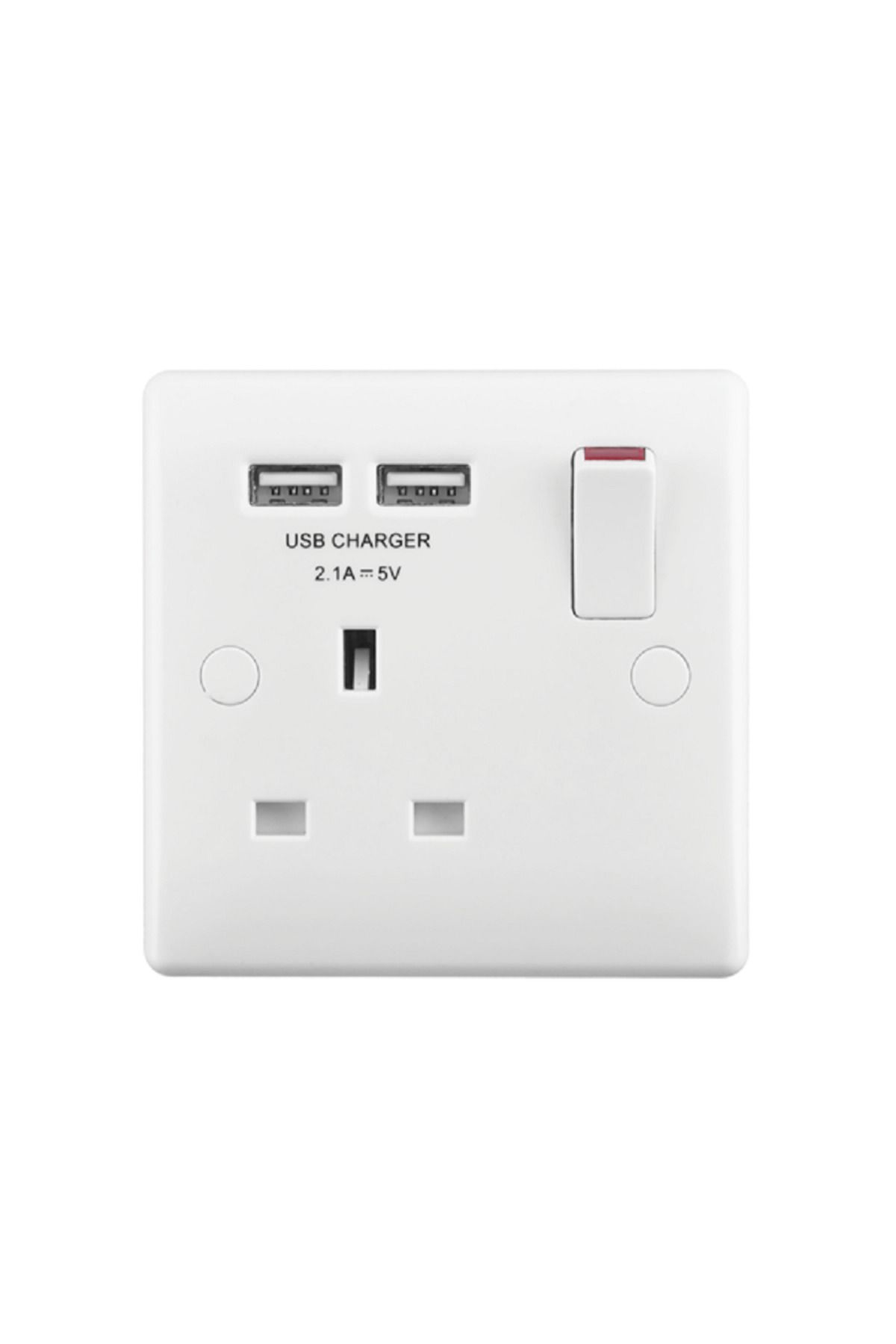 BG British General-2-USB Single Switch Wall Socket White 1