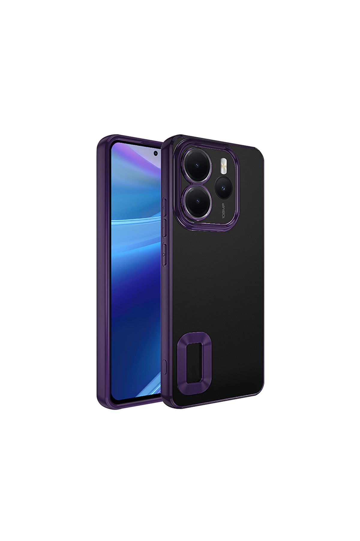 GRABONO Xiaomi Redmi Note 14 4G Kılıf Lens Korumalı Kenarları Platin Kaplama Arkası Şeffaf Logo Kapak