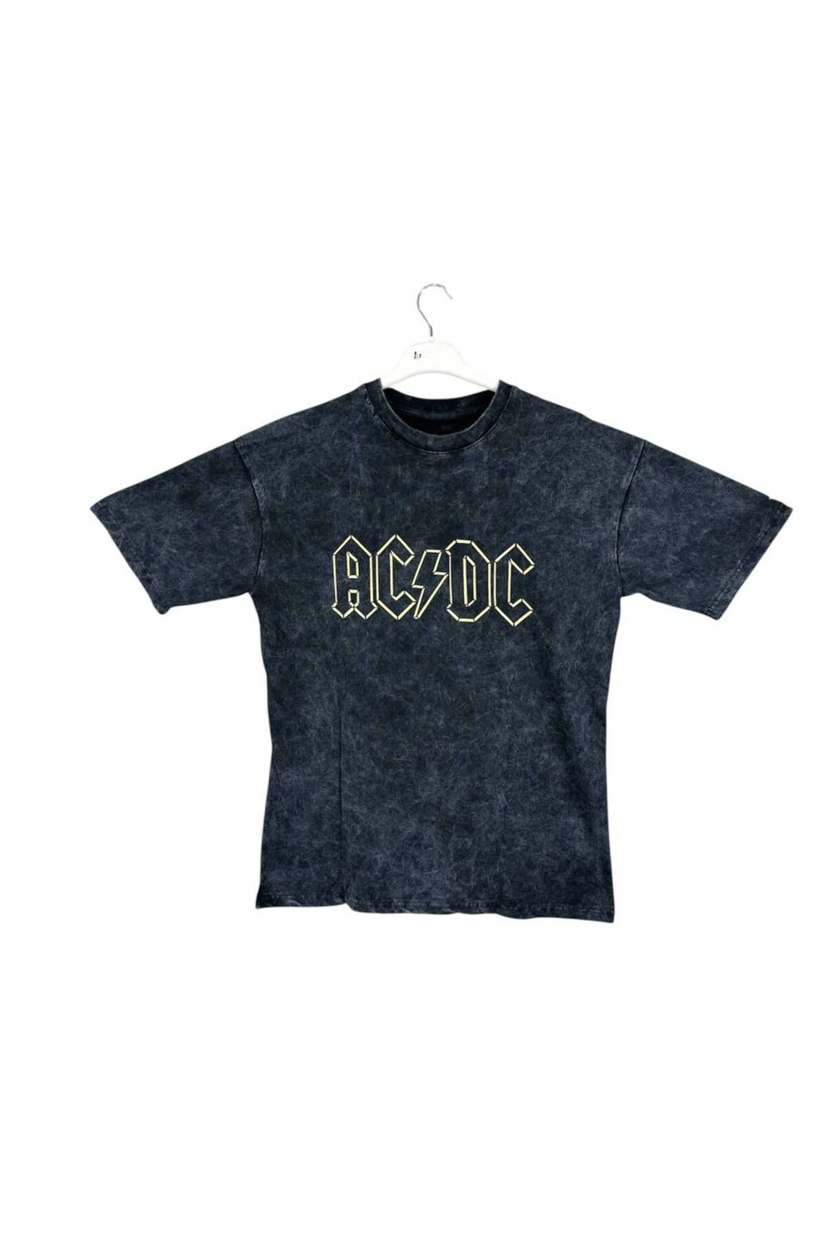 RİSE AC/DC Vintage Yıkamalı T-Shirt