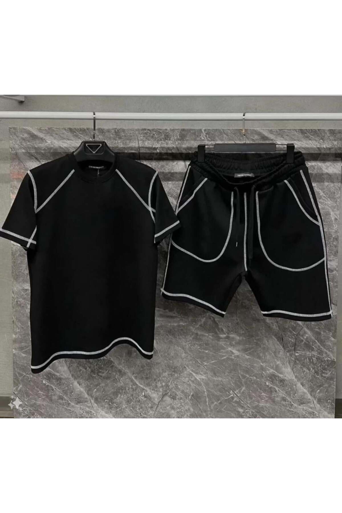 modamtn Unisex Karoyaka Dikişli Şortlu Takım - Siyah