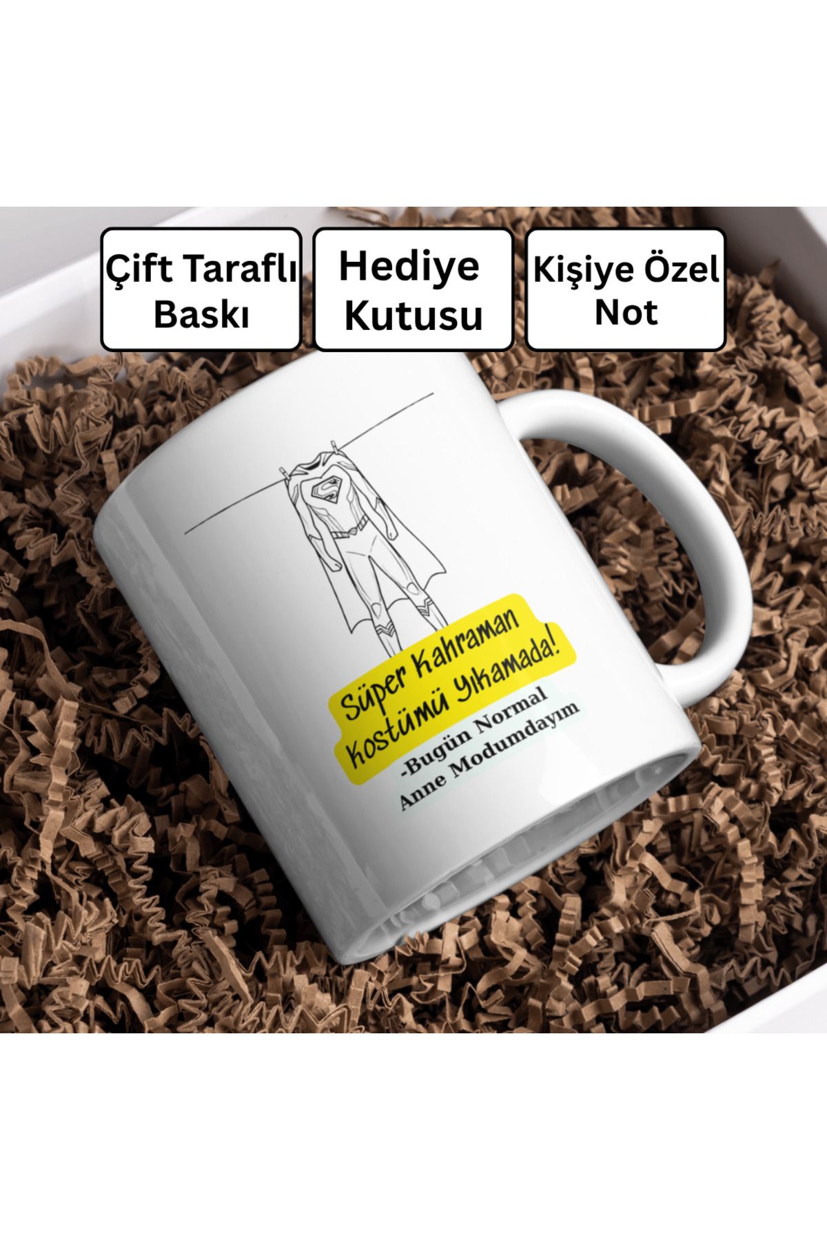 Decorbik Kostüm Yıkamada: Bugün Anne Modundayım! | Mizahi Anneler Günü Kupası - Hediye Kutusu + Özel Notlu