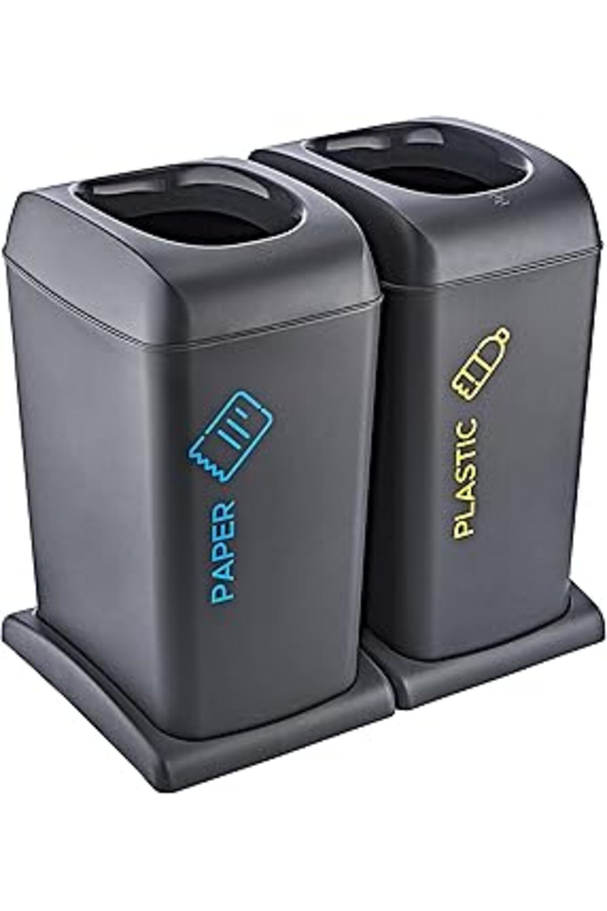 TBSProjects Smartware 2'Li Set Soft Tekerlekli Plastik-Kağıt Geri Dönüşüm Kutusu 40 Lt - Antrasit, Çok Amaçlı