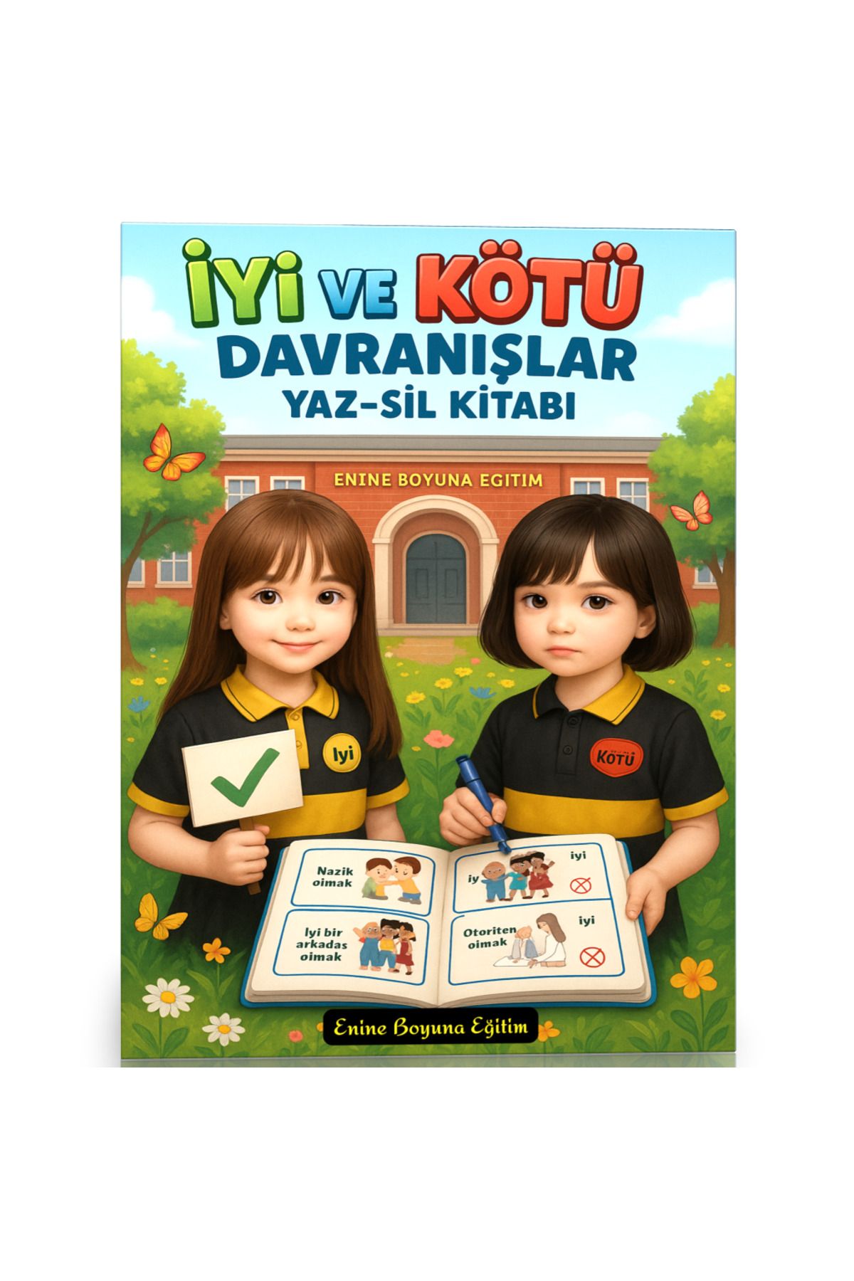 Enine Boyuna Eğitim Çocuklara İyi ve Kötü Davranışları Öğreten YAZ-SİL Kitabı (96 İyi Kötü Kavram)