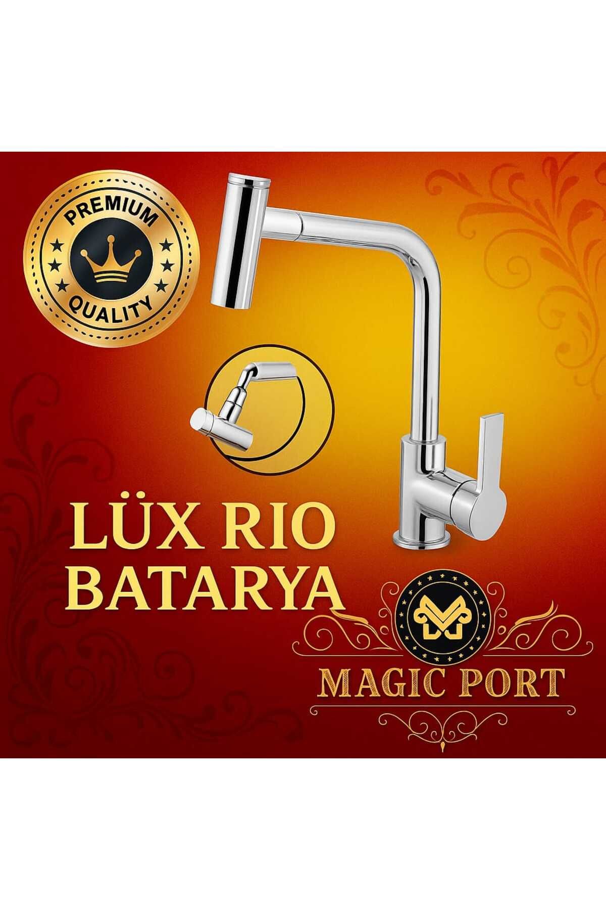 MAGIC PORT FSM LÜX RİO 3 FONKSİYONLU SPİRALLİ UZAYAN HORTUM EVİYE MUTFAK BATARYASI 5 YIL GARANTİ