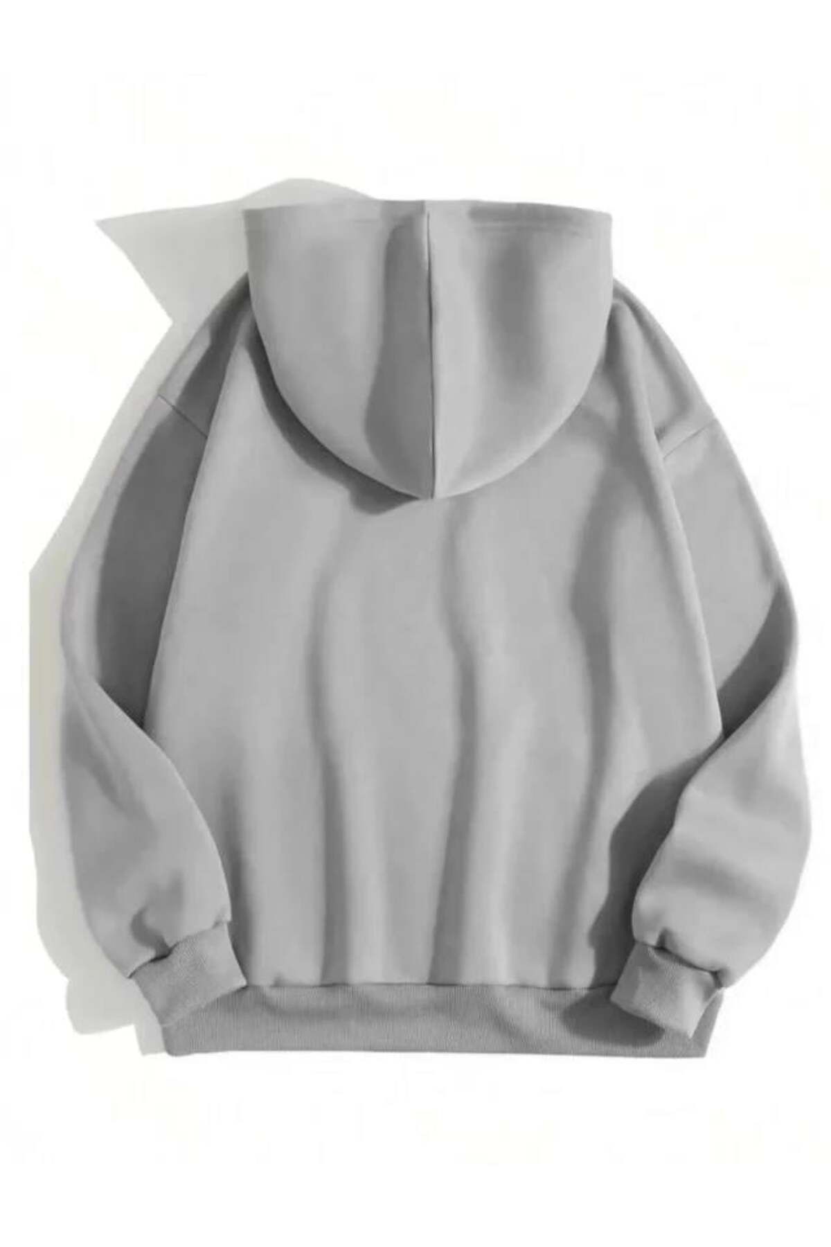 modamtn Erkek Düz Kapüşonlu Sweat - Boyalı Gri