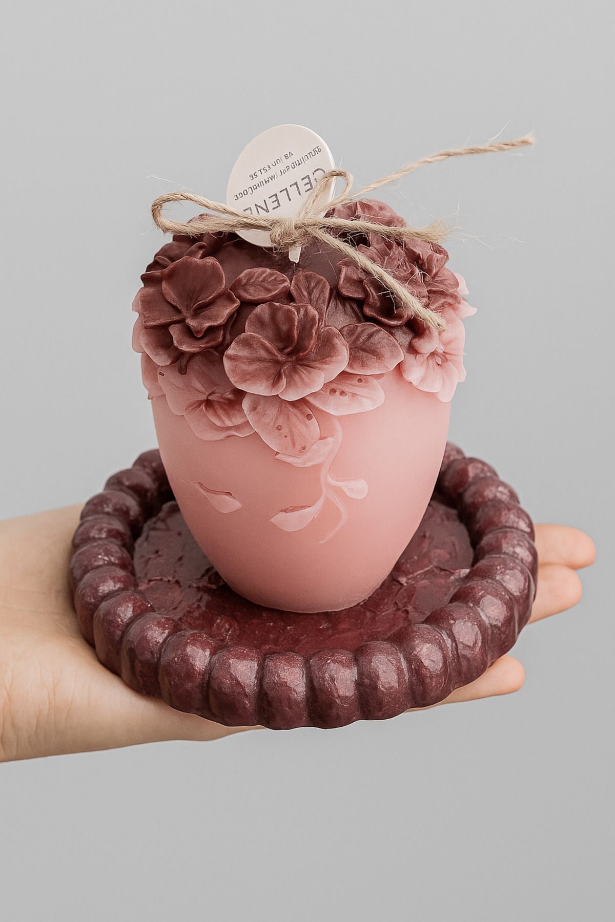 Handmade Dekoratif mum & tabağı birlikte bellevie candles
