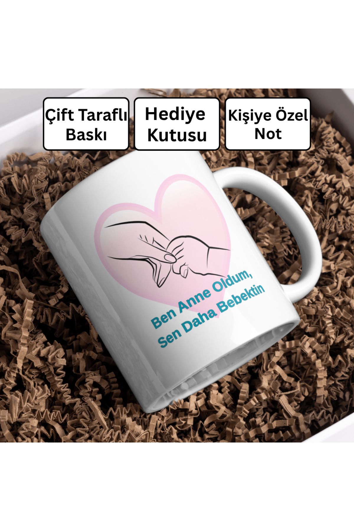 Decorbik Ben Anne Oldum, Sen Daha Bebektin – Duygusal Anne Kupa | Hediye Kutulu + Kişiye Özel Notlu - Anneler