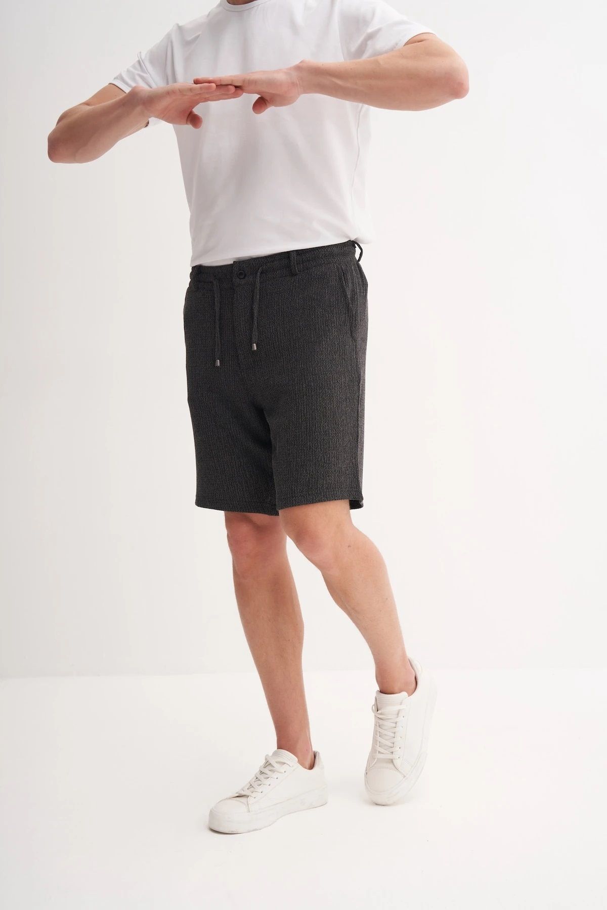 Cazador Erkek Cazador Vintage Yandan Cepli Slim Fit Yazlık Beli Lastikli, Bağcıklı Örme Bermuda