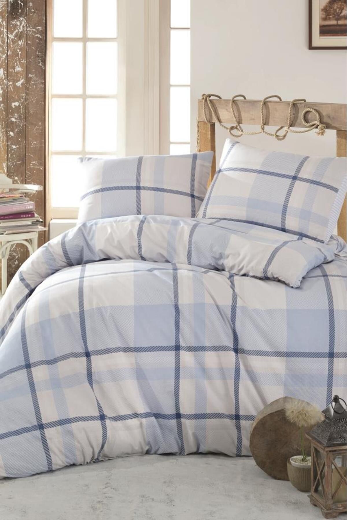 Çeyiz Diyarı Kristal Sava Light Collection Çift Kişilik Nevresim Takımı Mavi