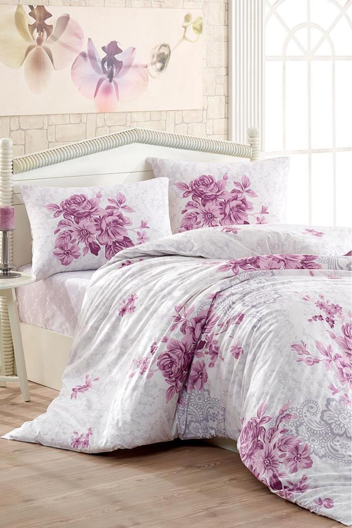 Çeyiz Diyarı Kristal Henna Light Collection Çift Kişilik Nevresim Takımı Mürdüm