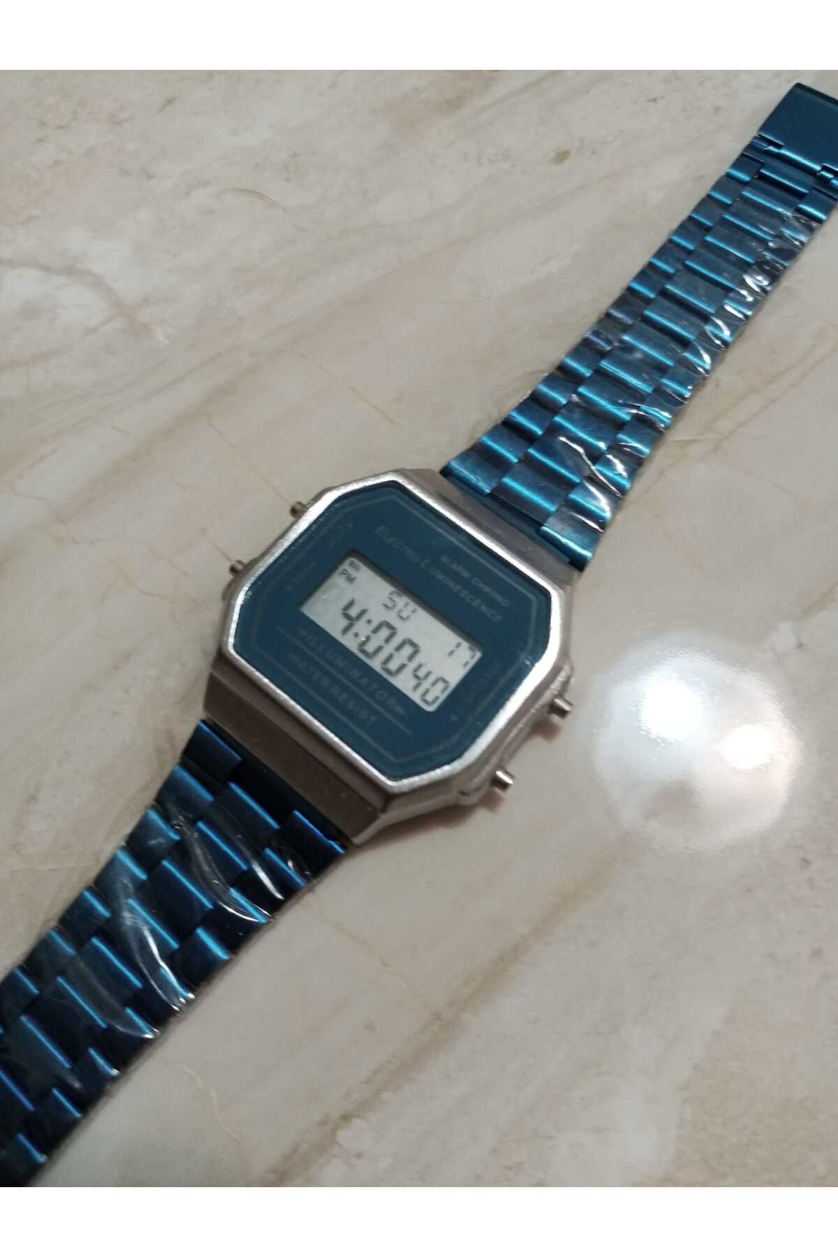 Brality Dijital Kol Saati- Kadın Erkek MAVİ RENK Retro Model - Alarmlı Işıklı Fonksiyonlar 0016