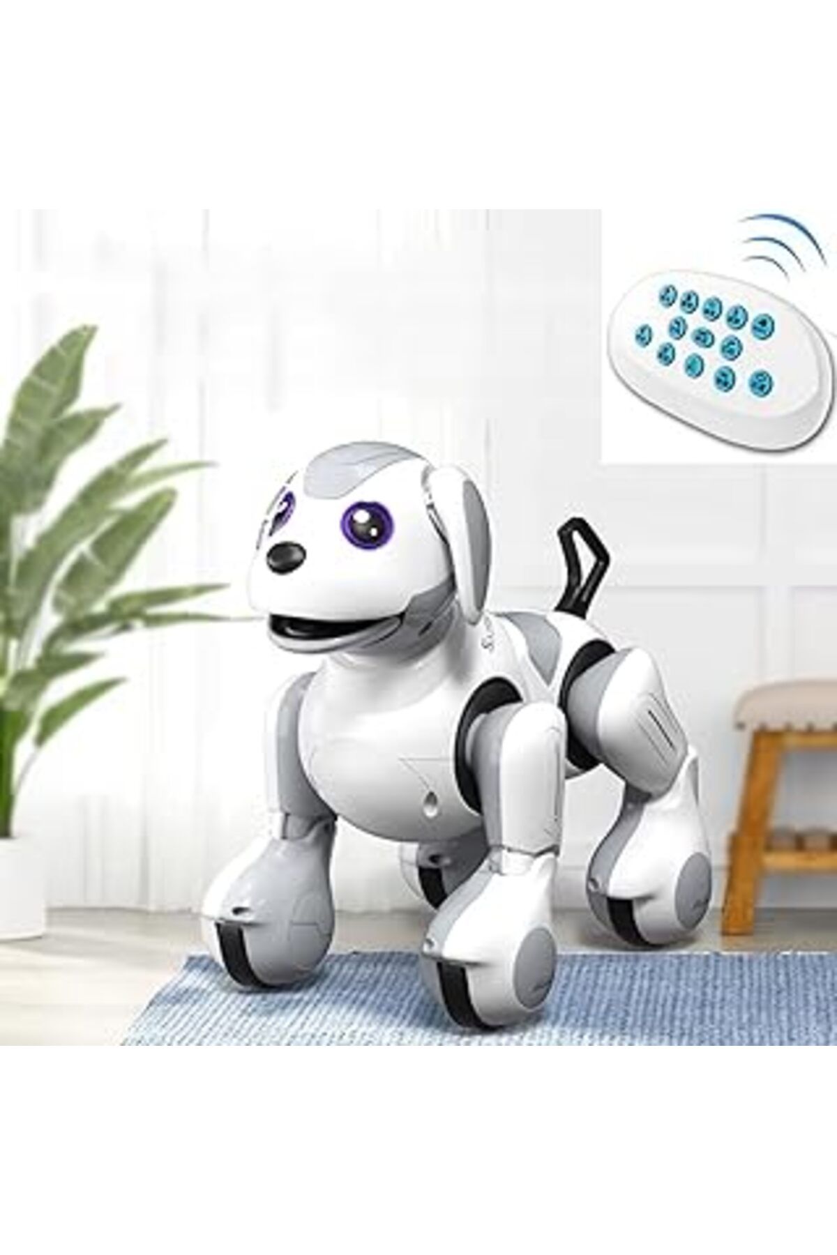 Pazarcan 15 Fonksiyonlu Şarjlı Uzaktan Kumandalı Ve El Sensörlü 22 Cm Akıllı Robot Köpek Sesli Işıklı Progra
