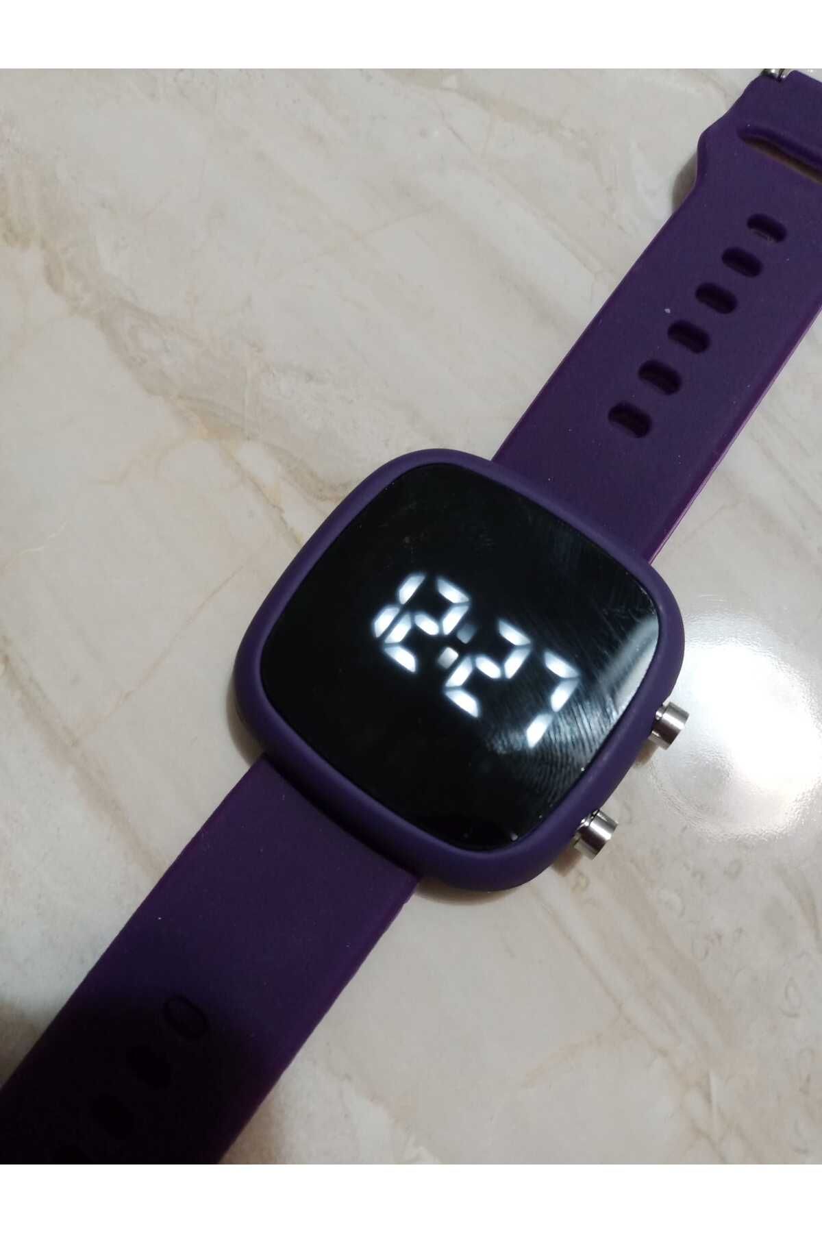Brality Led Ekran MOR Kasa MOR Silikon Kordonlu Dijital Erkek Kadın Genç Kız (Çocuk Kol Saati) 0011