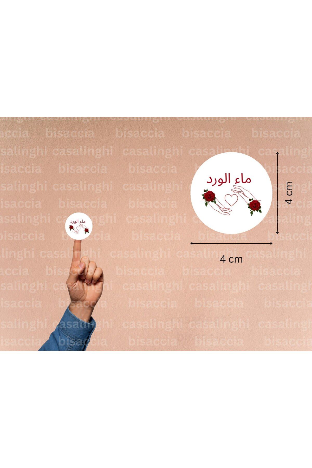 CASALINGHI Arapça Gül Suyu Etiketi Gül Baskılı Yuvarlak Mat Çıkartma Hediyelik Sticker 4 Cm (90 Adet)