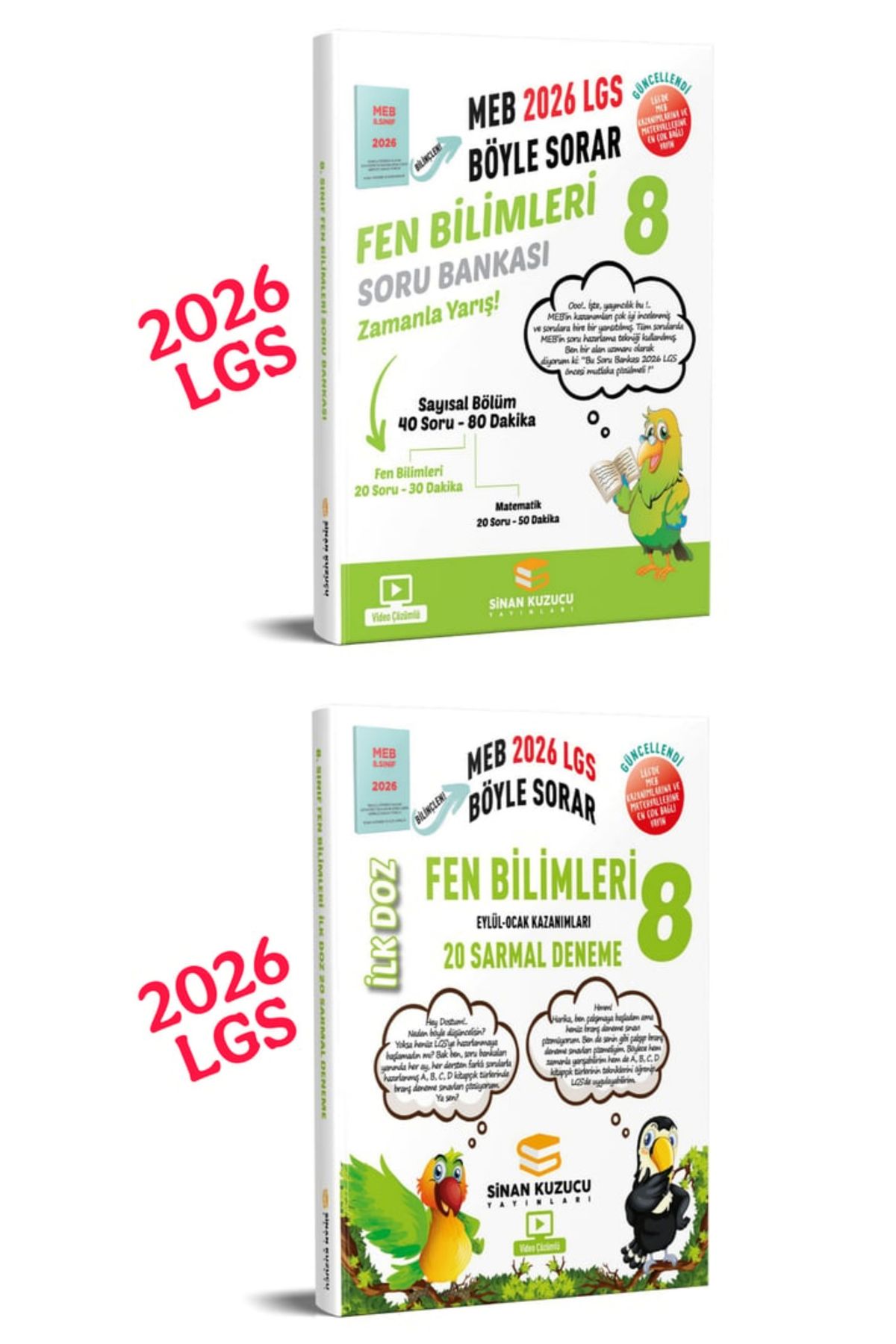 SİNAN KUZUCU YAYINLARI 2026 LGS fen bilimleri soru bankası ve ilk doz deneme 2'li seti