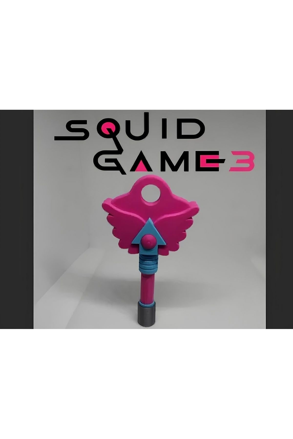 3D Stuff Squid Game 3 Yuvarlak Anahtar- 1 Adet Squid Game Anahtar- Squid Game Saklambaç Oyunu Anahtarı