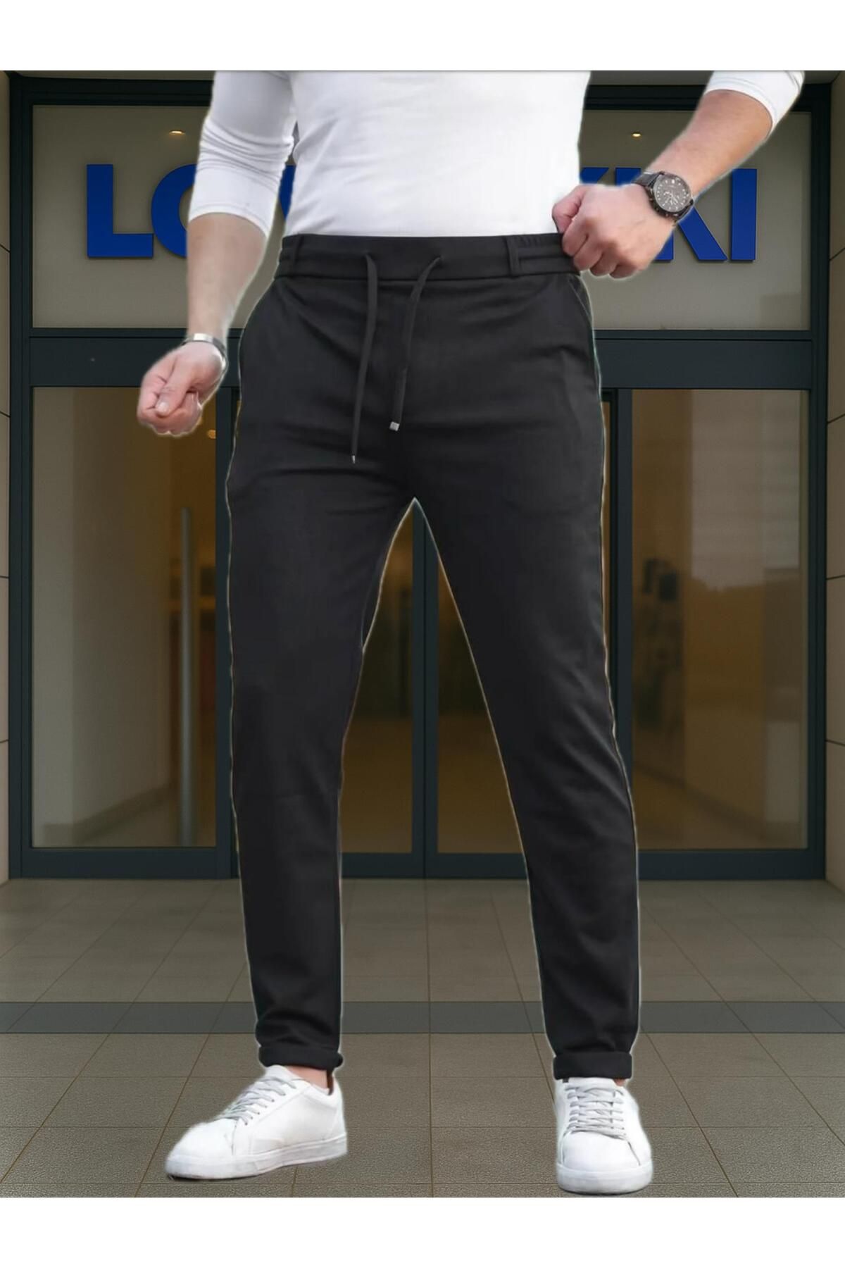 LC Waikiki %100 Pamuk Slim Fit Bağcıklı Paça Detaylı Erkek Pantolon - Şık Tasarım