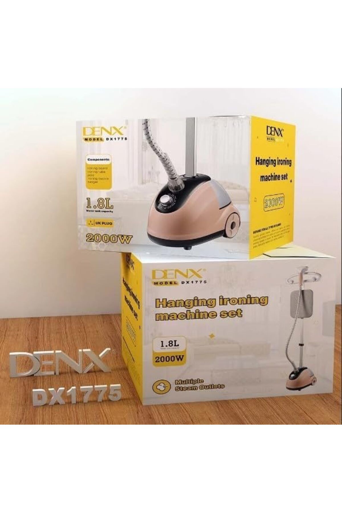 Denx-مكواة بخار احترافية للملابس، 2 في 1، مكواة بخار عمودية مسطحة، 2000 واط، تسخين سريع بسعة 1.8 لتر 8