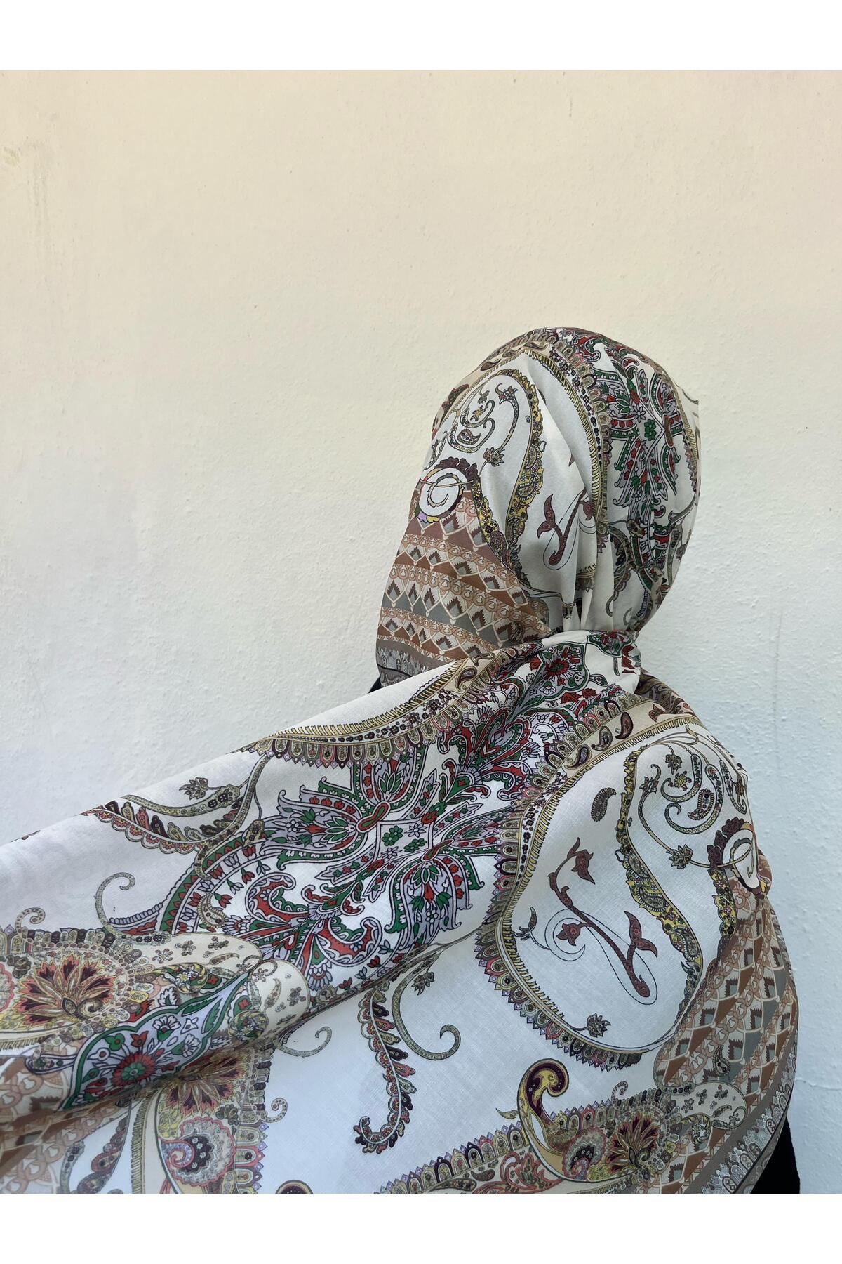 BOUTİCON Yeşil Etnik Desen Soft Pamuklu Şal