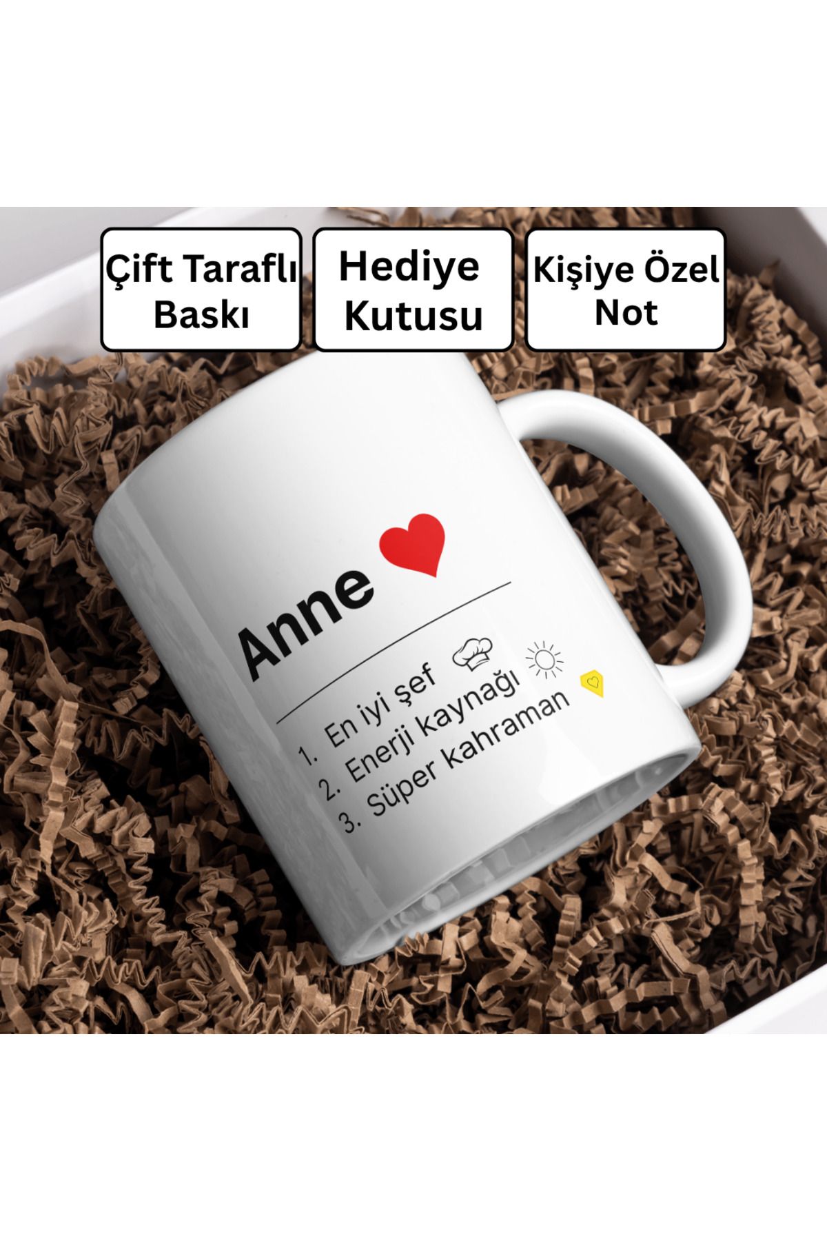 Decorbik Anne = Şef + Enerji + Kahraman | Hediye Kutulu + Kişiye Özel Notlu - Eğlenceli Hediye Kupa