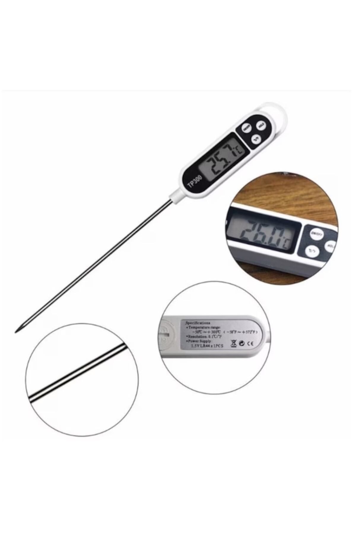 victiny-Termometru digital pentru gătit, oțel inoxidabil VICTINY®, ecran LCD, -50 până la 300 °C, alb/negru 3