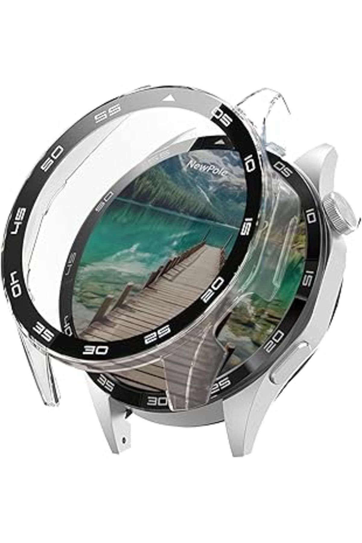 Pazarcan Newpole Huawei Watch Gt4 46Mm İçin Watch Ekran Koruyucu Kırılmaz Cam Ve Tam Kaplayan Watch Kasa Kor