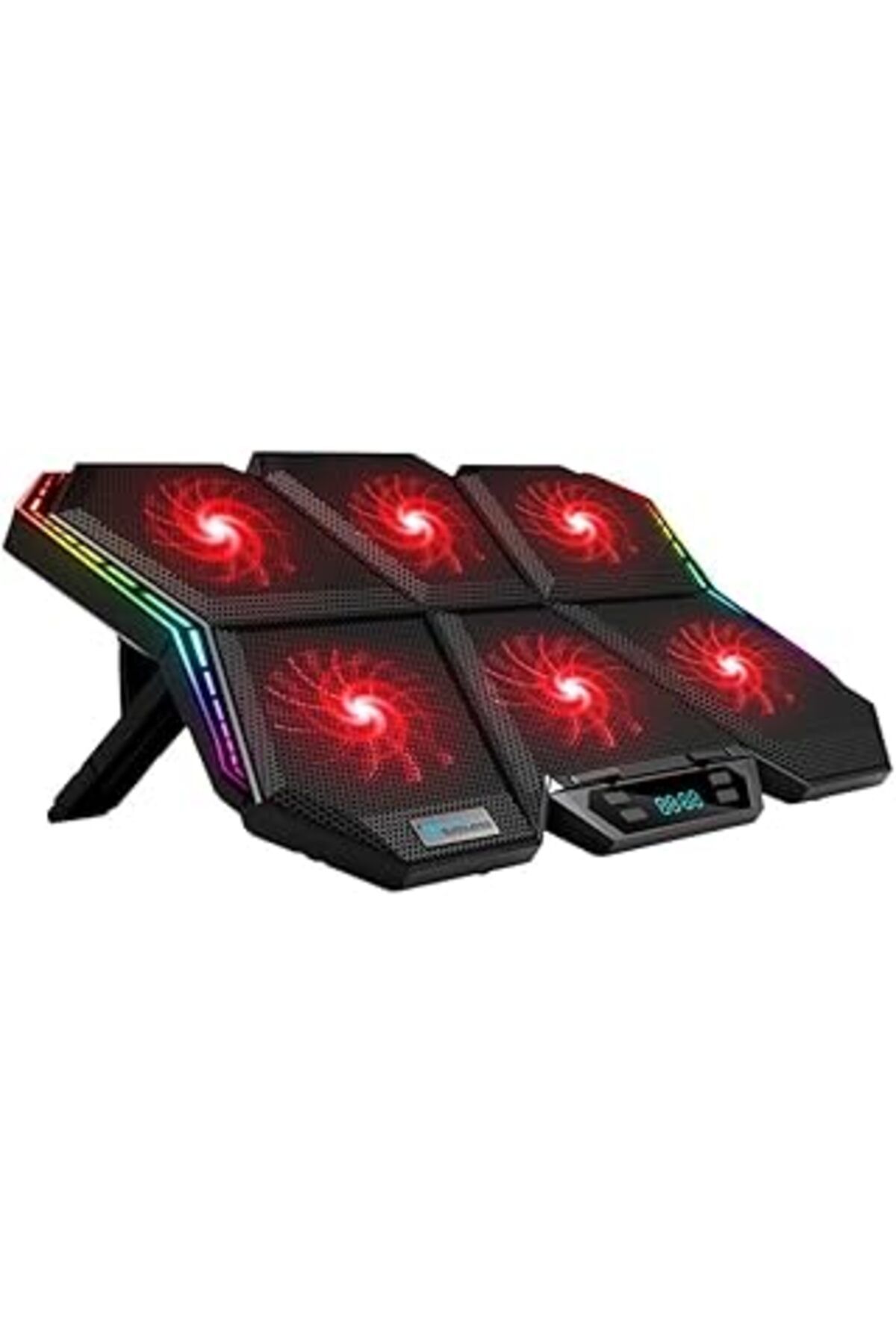 ASİTAN Polham 6 Fanlı Rgb Işıklı Dijital Ekranlı Laptop Soğutucu Stand, 7 Kademeli Yükseklik Ayarlı Süper