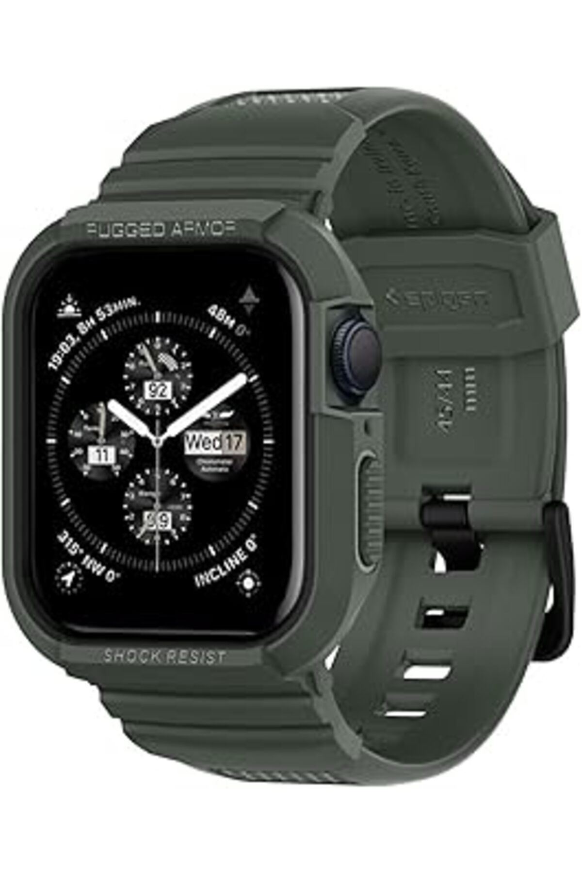 Pazarcan Watch 45Mm (Seri 9/8/7) Kılıf & Kordon Kayış Rugged Armor Pro Military Green - 062Cs26016