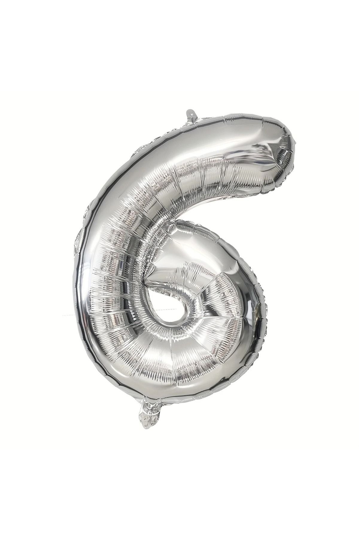 PartyPoo Gümüş Rakam Folyo Balon 6 Rakamı Gümüş Renk 100cm - Rakam Balon - 6 Yaş Doğum Günü Balonu