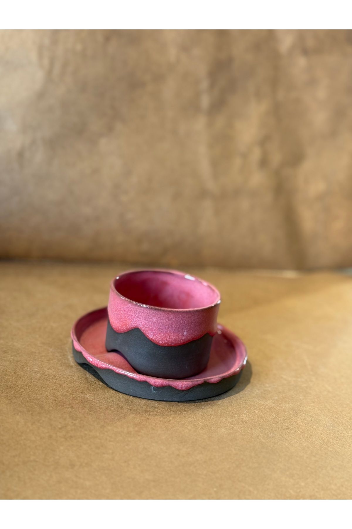 Kos art Studio Stoneware Tabaklı Türk Kahvesi Fincanı