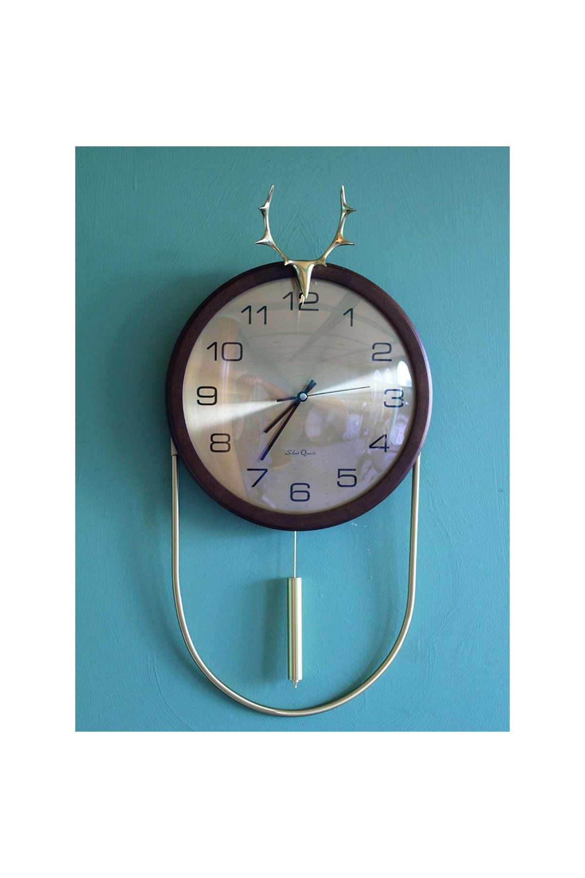 Store Geyikli Duvar Saati Sarkaçlı 58*28 Cm