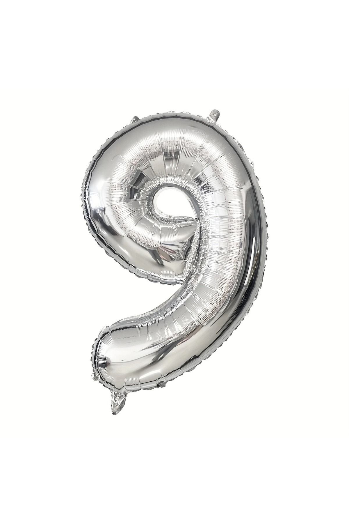 PartyPoo Gümüş Rakam Folyo Balon 9 Rakamı Gümüş Renk 100cm - Rakam Balon - 9 Yaş Doğum Günü Balonu
