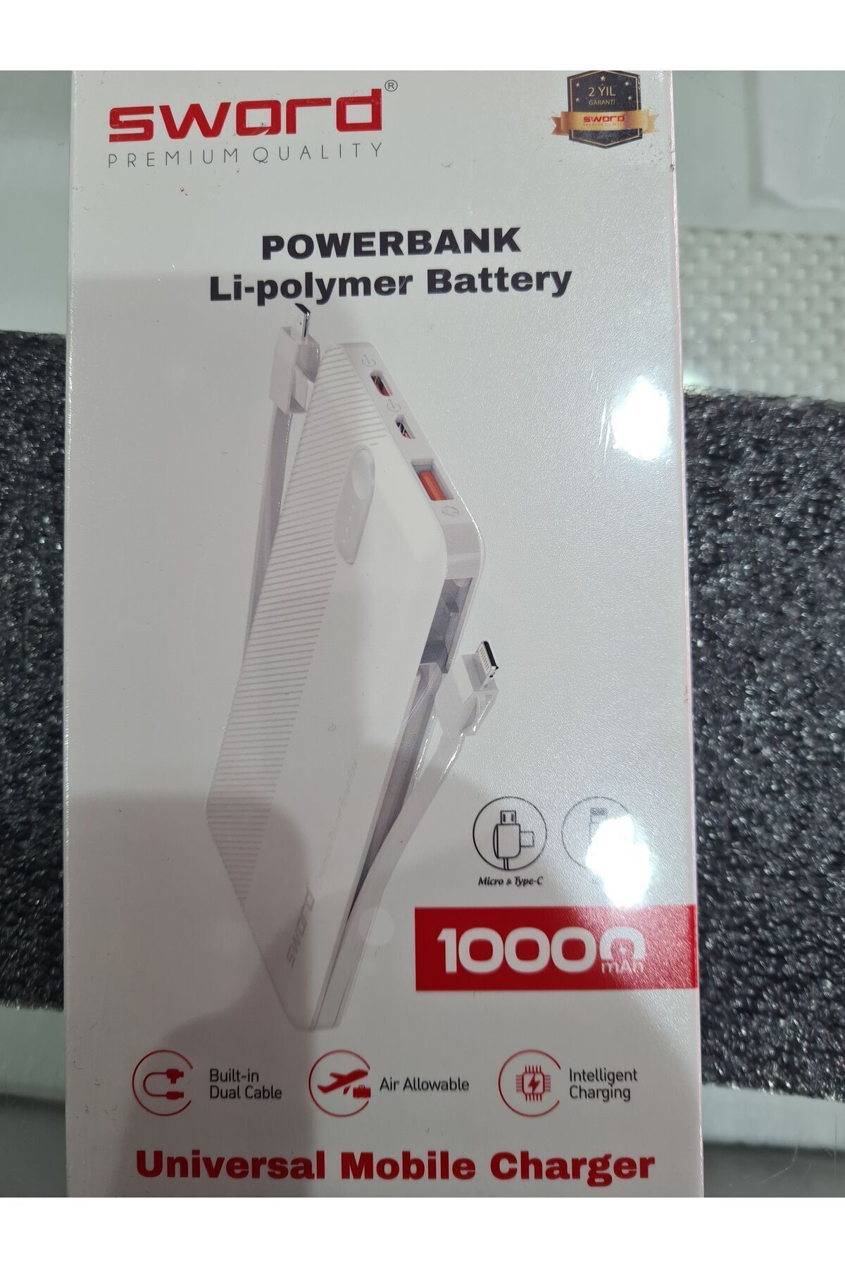shop 10.000 Mah Kendinden Kablolu 24ay Garantili Powerbank Beyaz