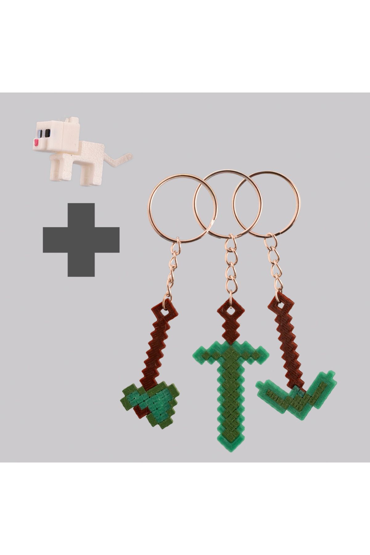 FLEXİ LAB CREATİVE Minecraft Piksel Kılıç Anahtarlık 3’lü Set Sevimli Çanta Süsü Oyuncu Hediyesi