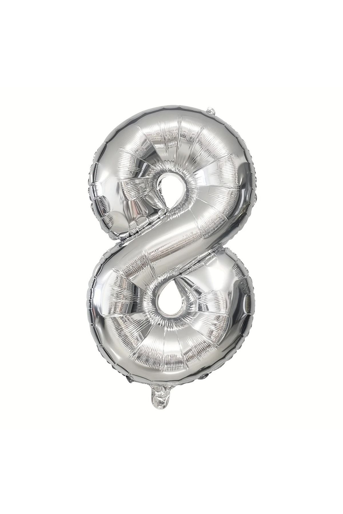 PartyPoo Gümüş Rakam Folyo Balon 8 Rakamı Gümüş Renk 100cm - Rakam Balon - 8 Yaş Doğum Günü Balonu