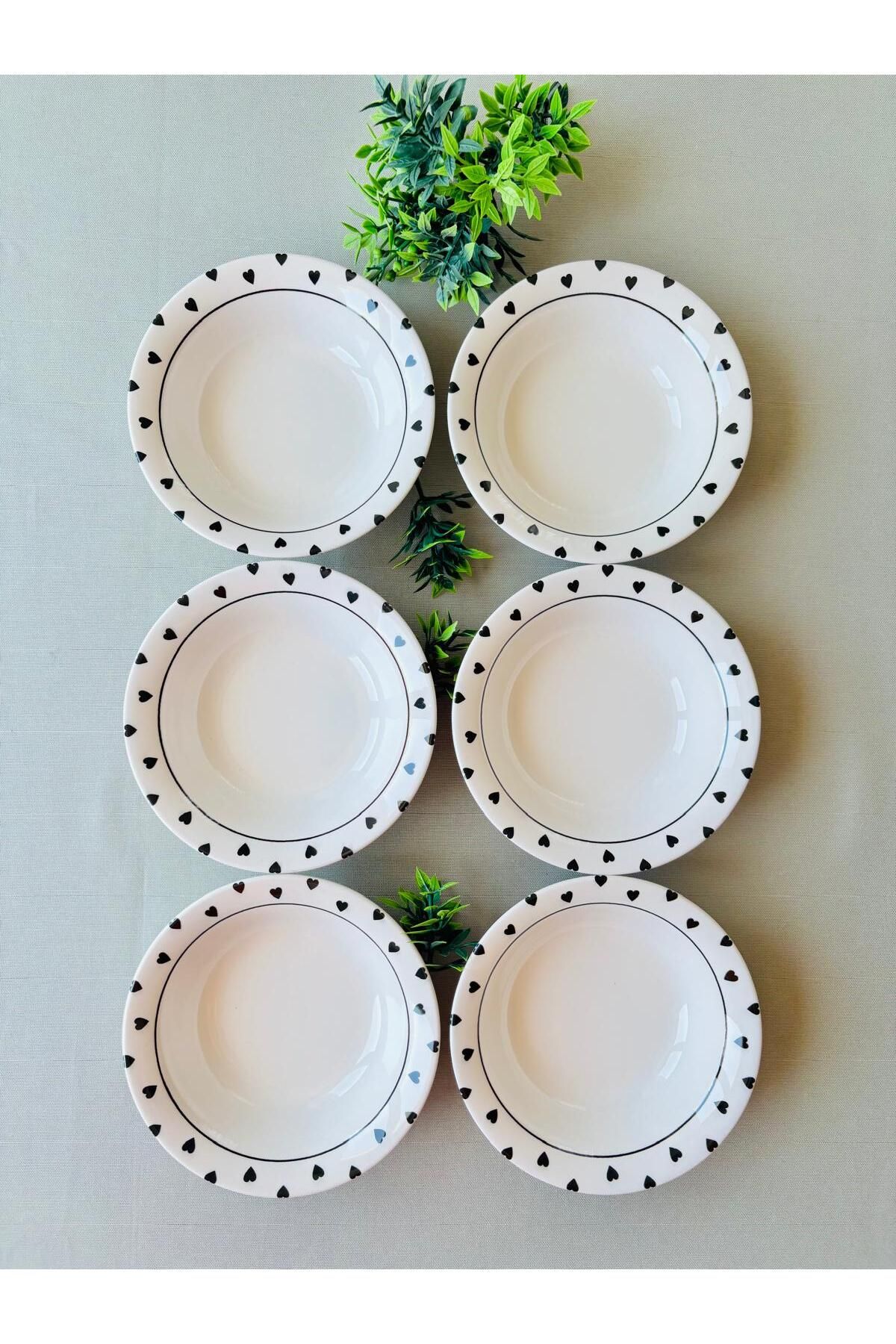 VENÜS HOME DECORATION Siyah Kalp Model Modern 6 Adet Çorba kasesi