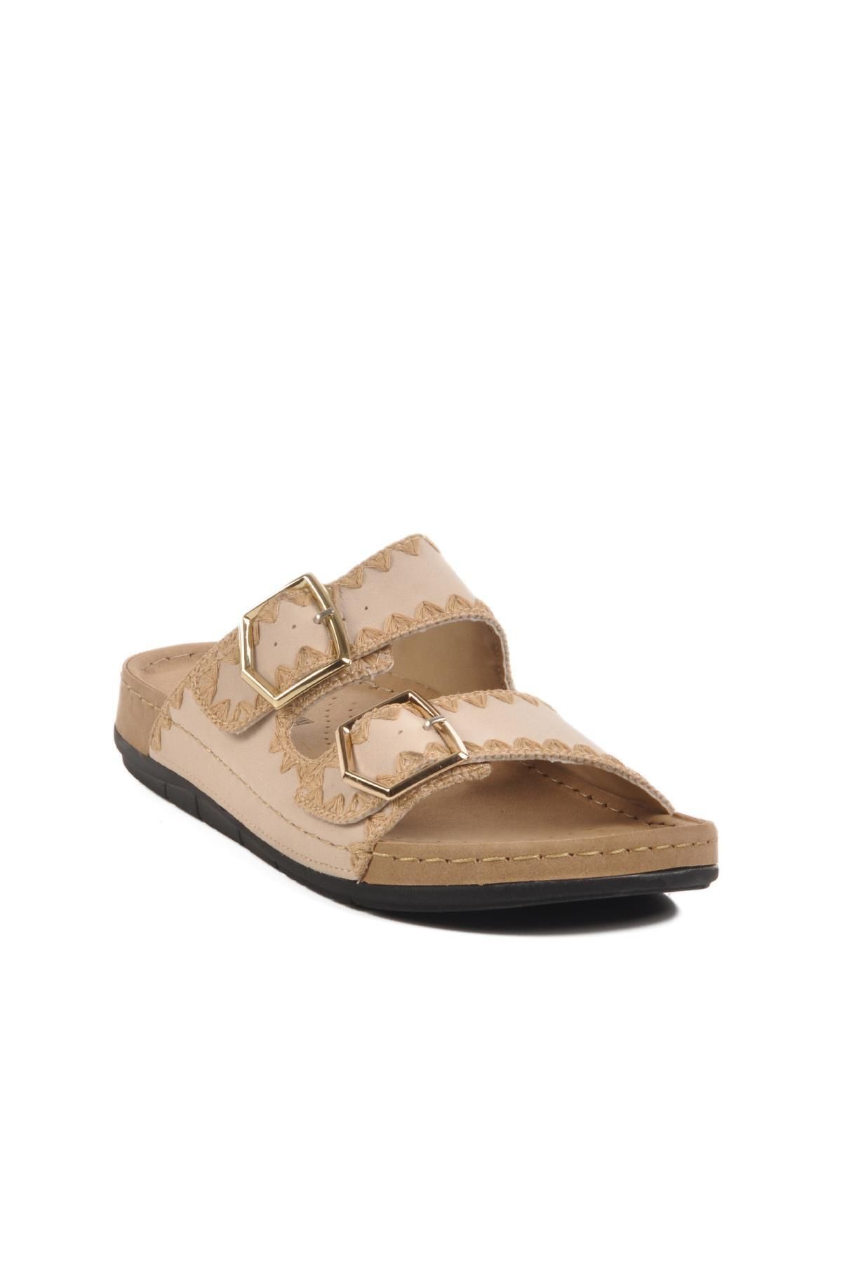 BENTO 41001 Kadın Çift Toka İşlemeli Comfort Terlik