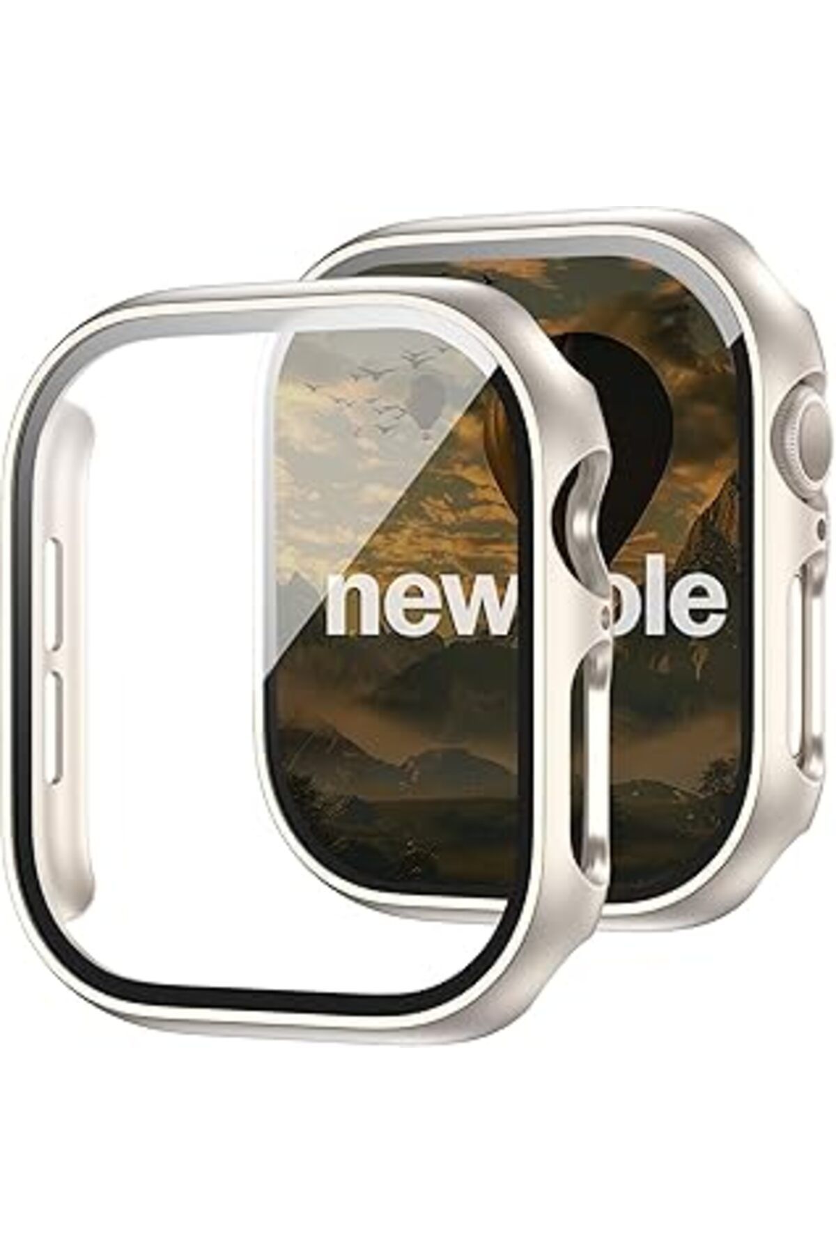 Pazarcan Newpole Watch 10 46mm Ekran Koruyucu Kırılmaz Cam Ve Tam Kaplayan Kasa Koruyucu Kılıf - Yüksek Hass