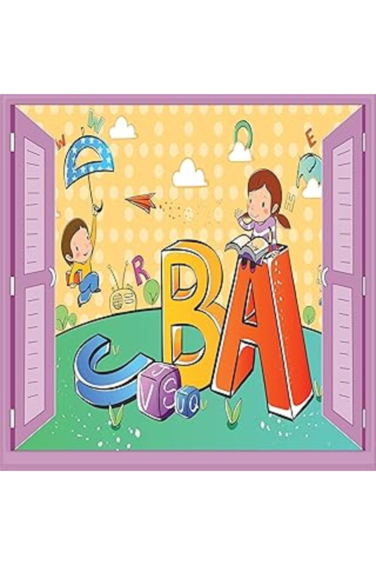 Mu Art Ahşap Çocuk Odası Bebek Odası Pencere Poster Duvar Kağıdı Abc