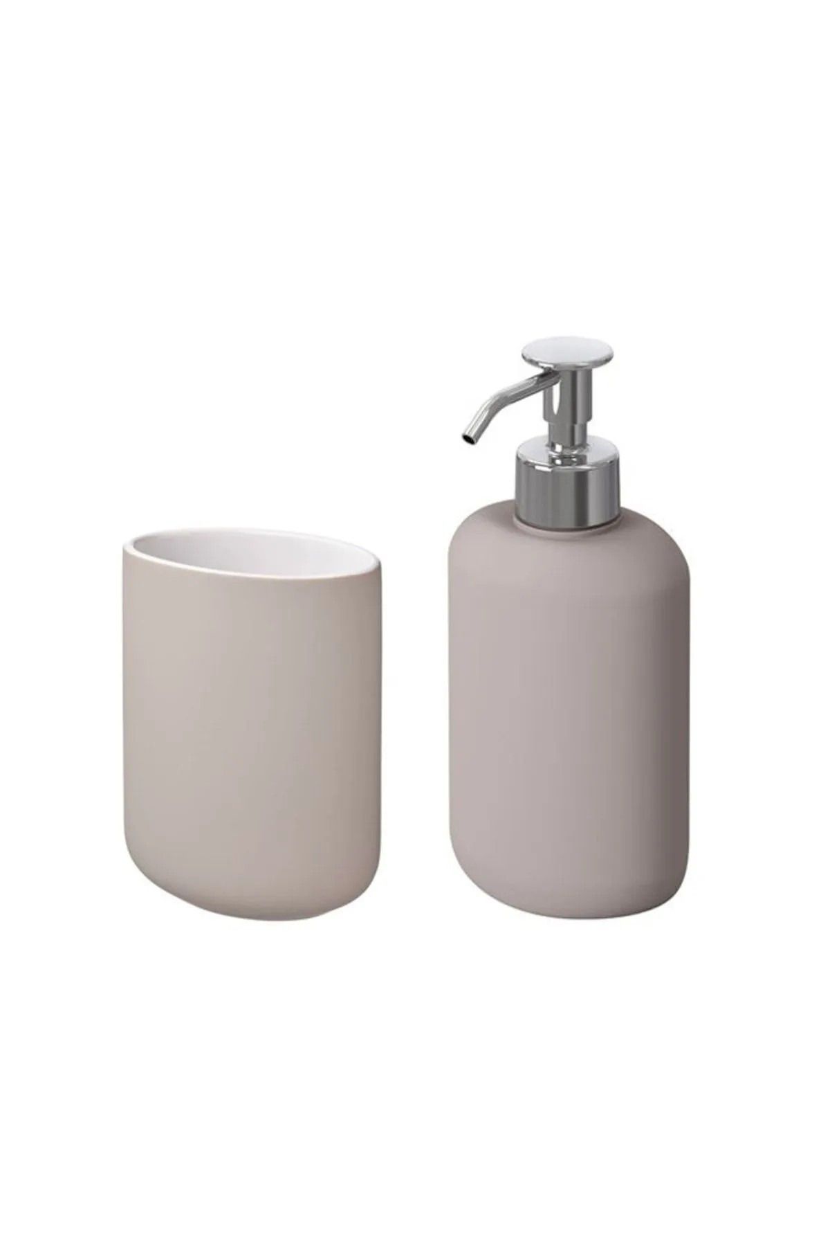 IKEA Quality Banyo Seti, Diş Fırçalık Sıvı Sabunluk Stoneware