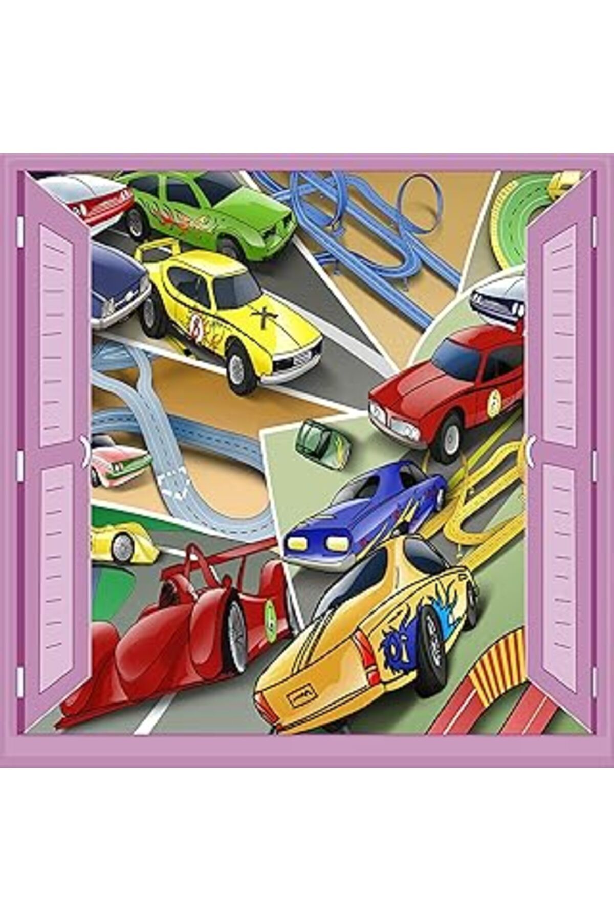 Mu Art Ahşap Çocuk Odası Bebek Odası Pencere Poster Duvar Kağıdı Arabalar
