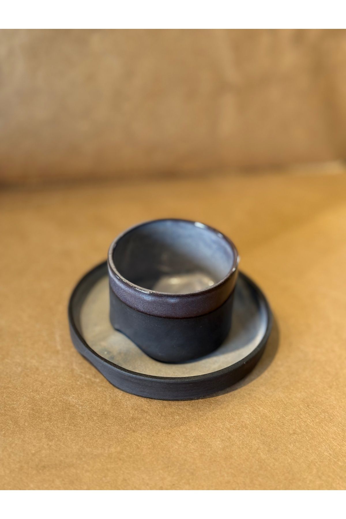 Kos art Studio Stoneware Tabaklı Türk Kahvesi Fincanı