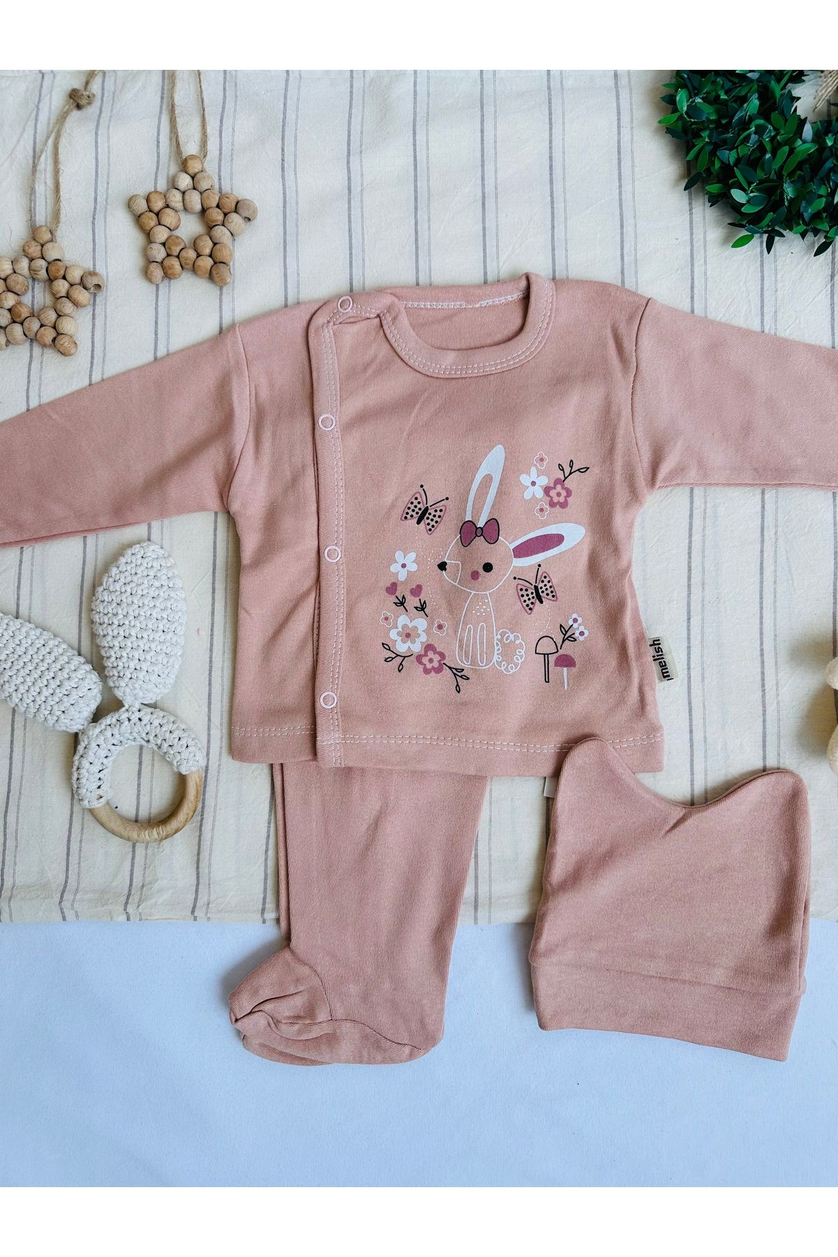 Ozer Baby Store Tavşan Baskılı Penye Takım