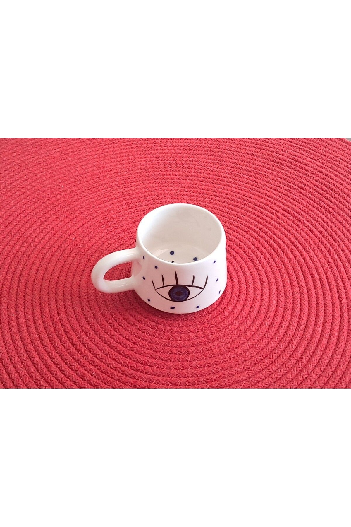 Artiser Nazar Dekorlu Seramik Kupa, Nazar Dekorlu Seramik Mug, El Yapımı Seramik Kupa