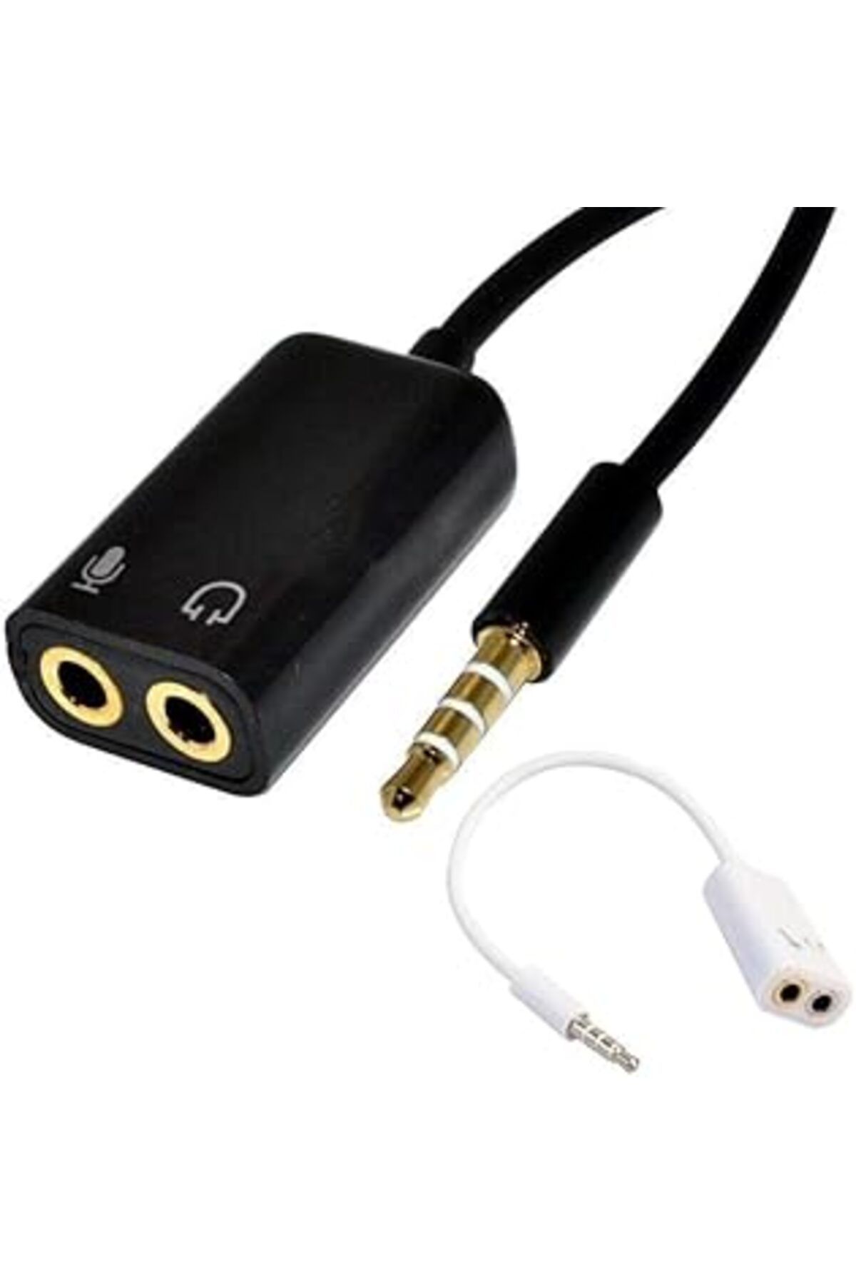 Pazarcan Streak Aux 3.5Mm Jack Ses Adaptör Mikrofon Kulaklık Çevirici Kablo Beyaz