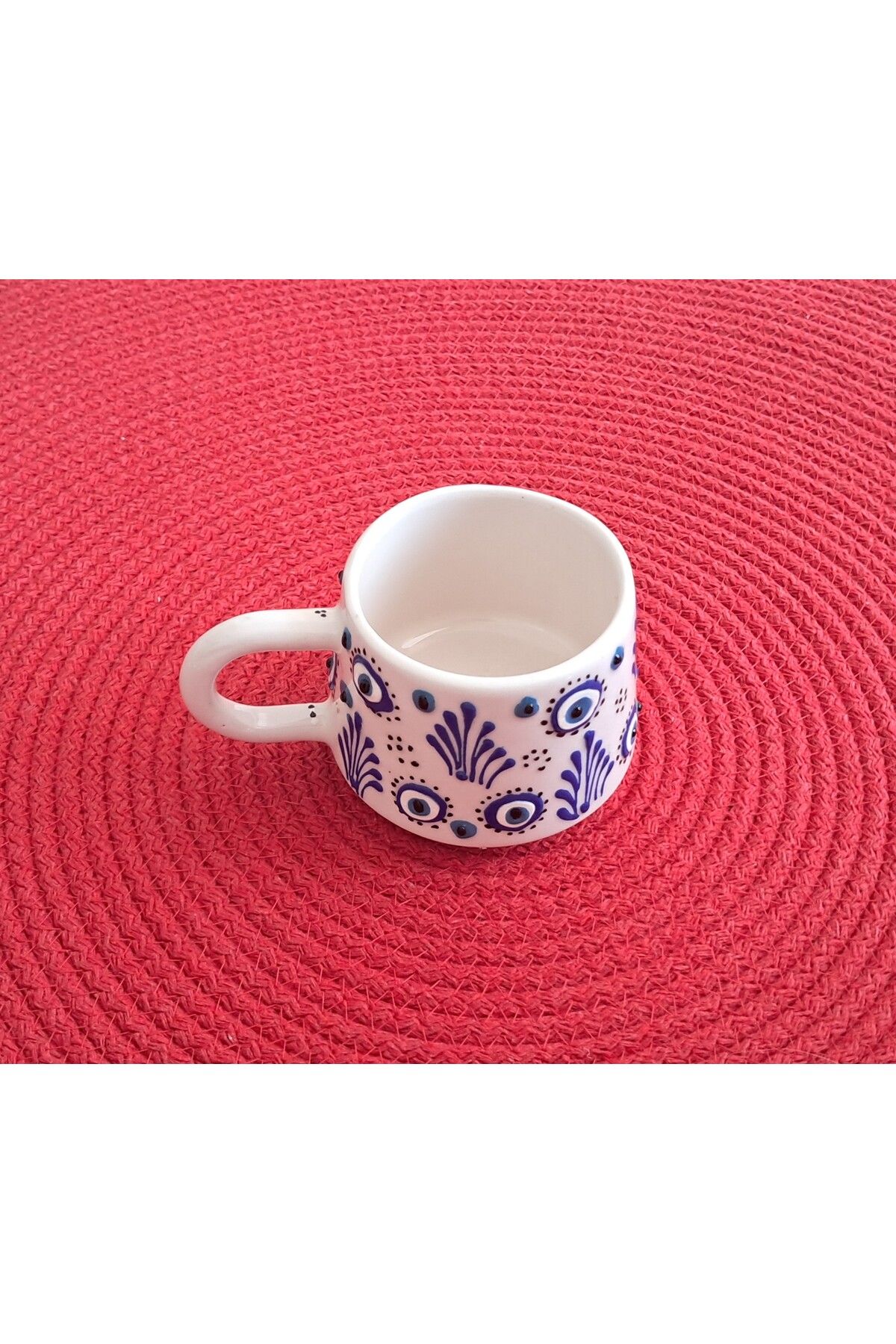 Artiser Nazar Dekorlu Seramik Kupa, Nazar Dekorlu Seramik Mug, El Yapımı Seramik Kupa