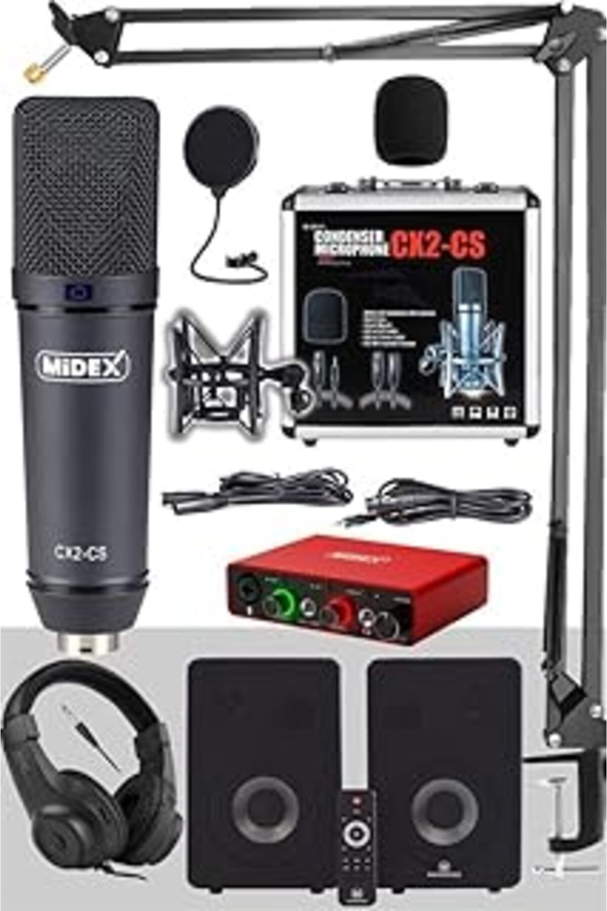 ASİTAN Midex Exclusive Paket-5 Stüdyo Ekipmanları Seti (Monitör Mikrofon Ses Kartı Kulaklık)