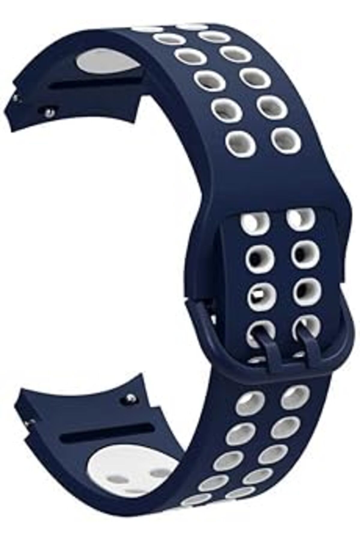 Pazarcan Galaxy Watch 4 Classic 46Mm Ile Uyumlu İki Kancalı Metal Tokalı 17 Kademeli Delikli Şık Tasarım Iri