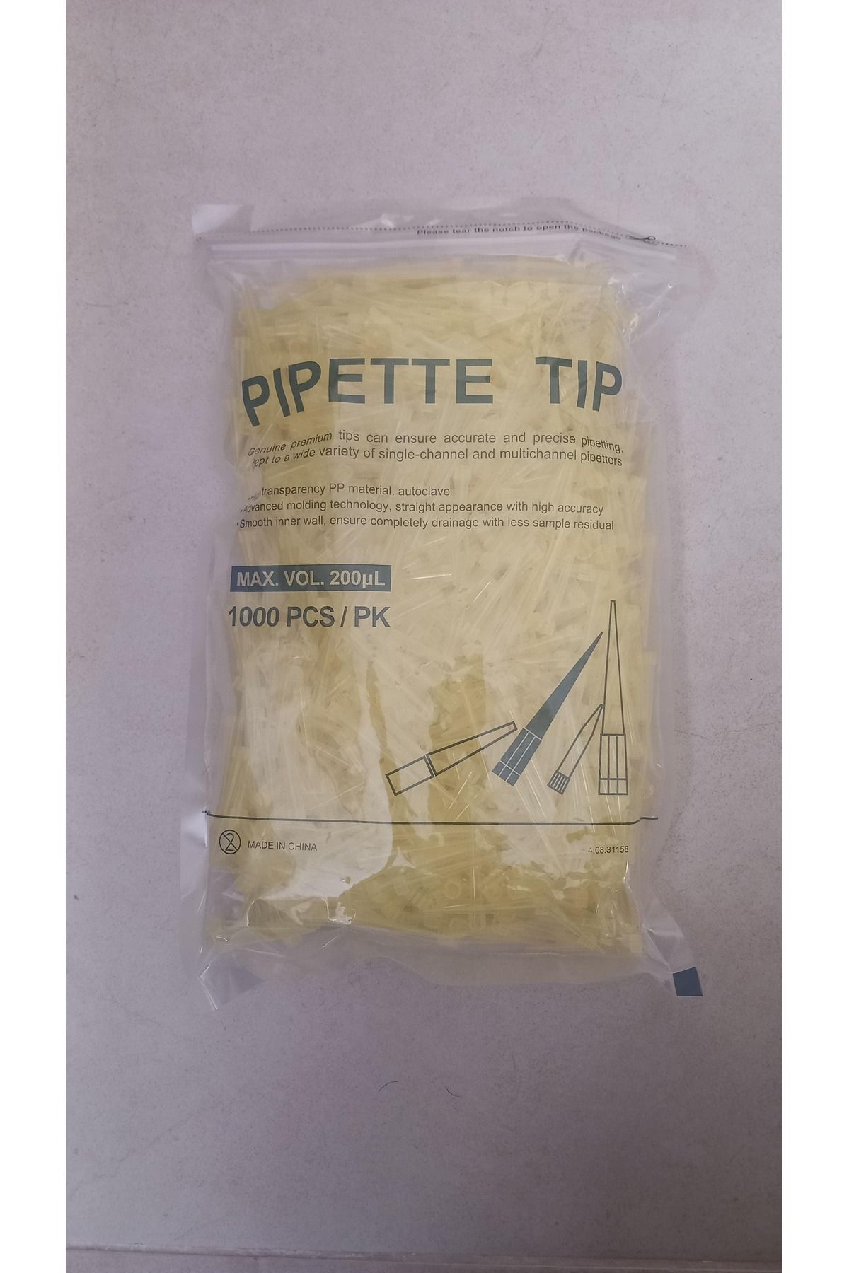 Microcult Pipet Ucu 5-200 µl, Sarı, Eppendorf Tip 1000 ADET/PAKET