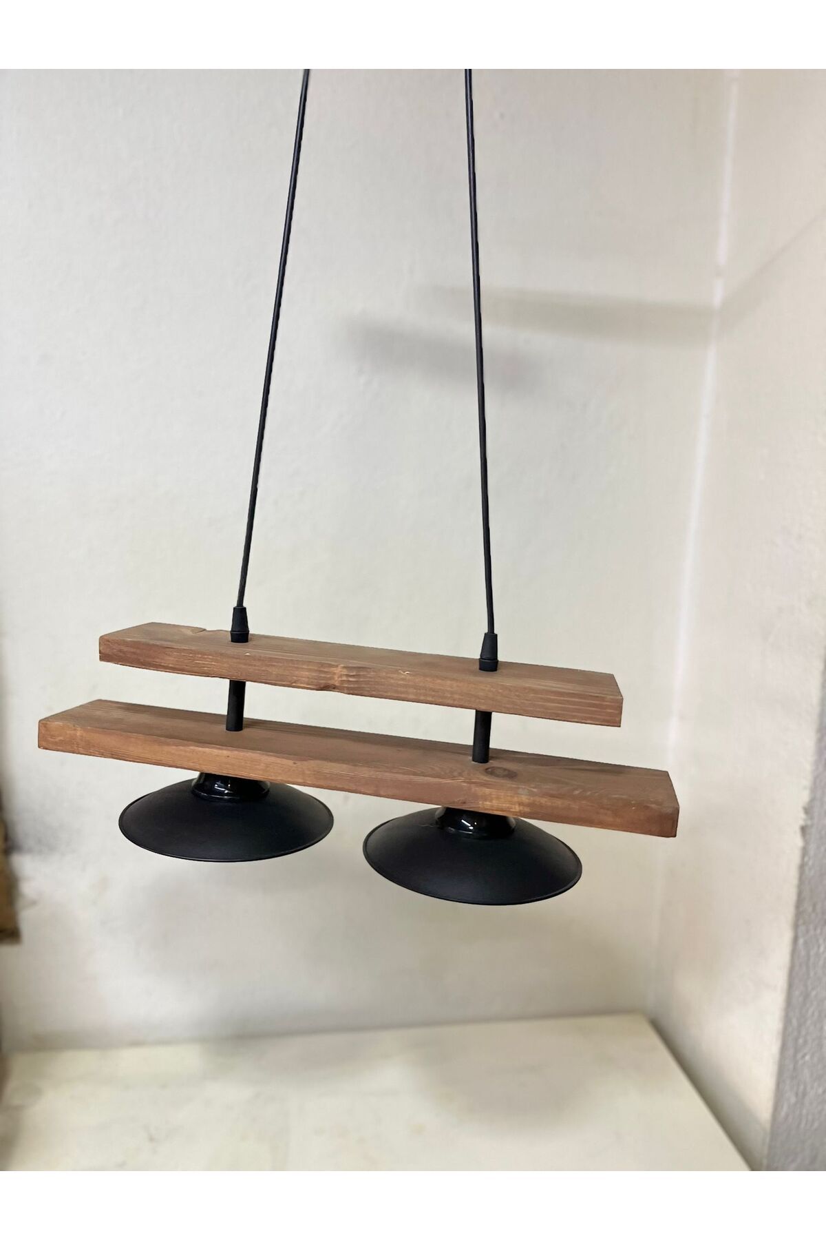 TIGEA Accessories İKİLİ AHŞAP SIVAMA MODERN RUSTİK SALON AVİZE